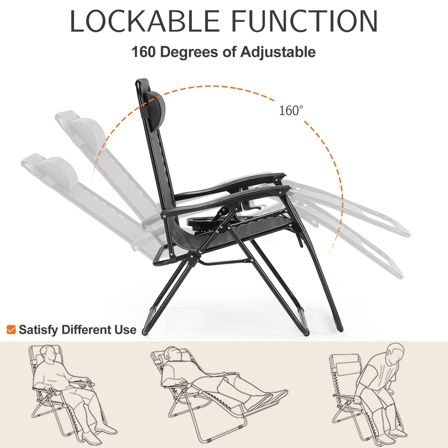 Portable Zero Gravity Lounge Chairs - Outdoor Recliner Set