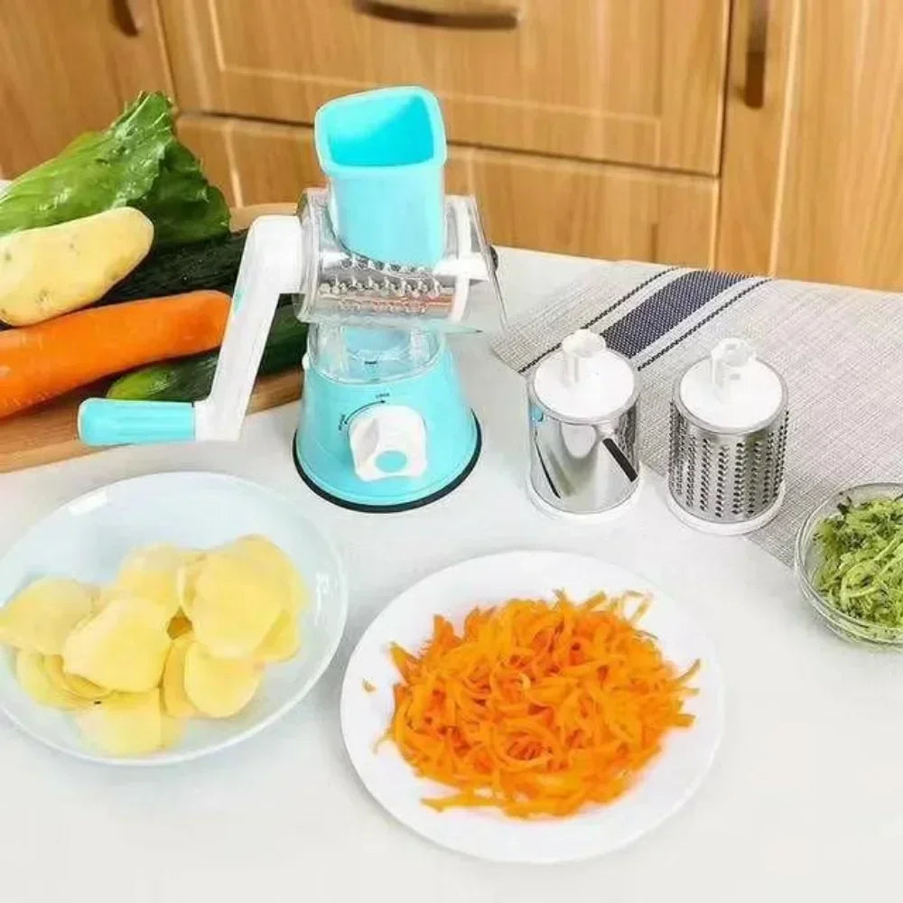 Vegetable Cutter & Slicer - 3 Drum Manual Kitchen Chopper