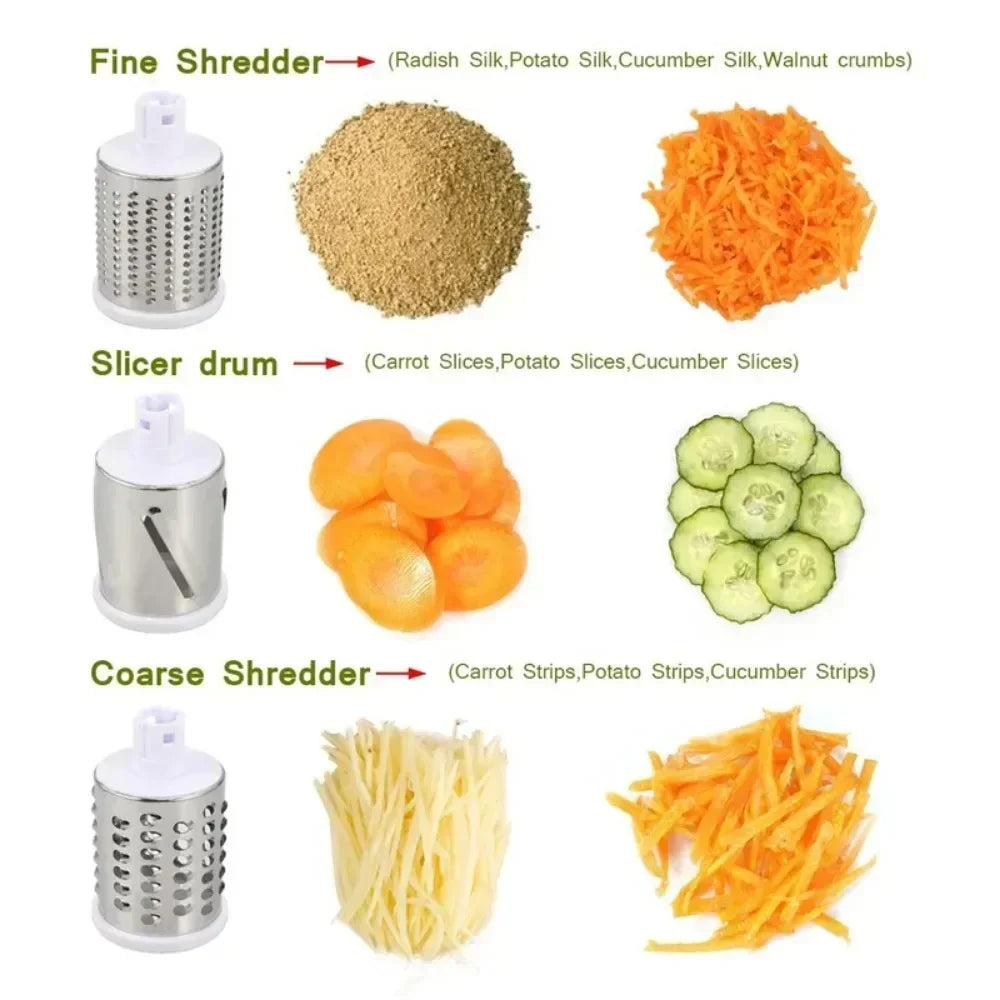 Vegetable Cutter & Slicer - 3 Drum Manual Kitchen Chopper