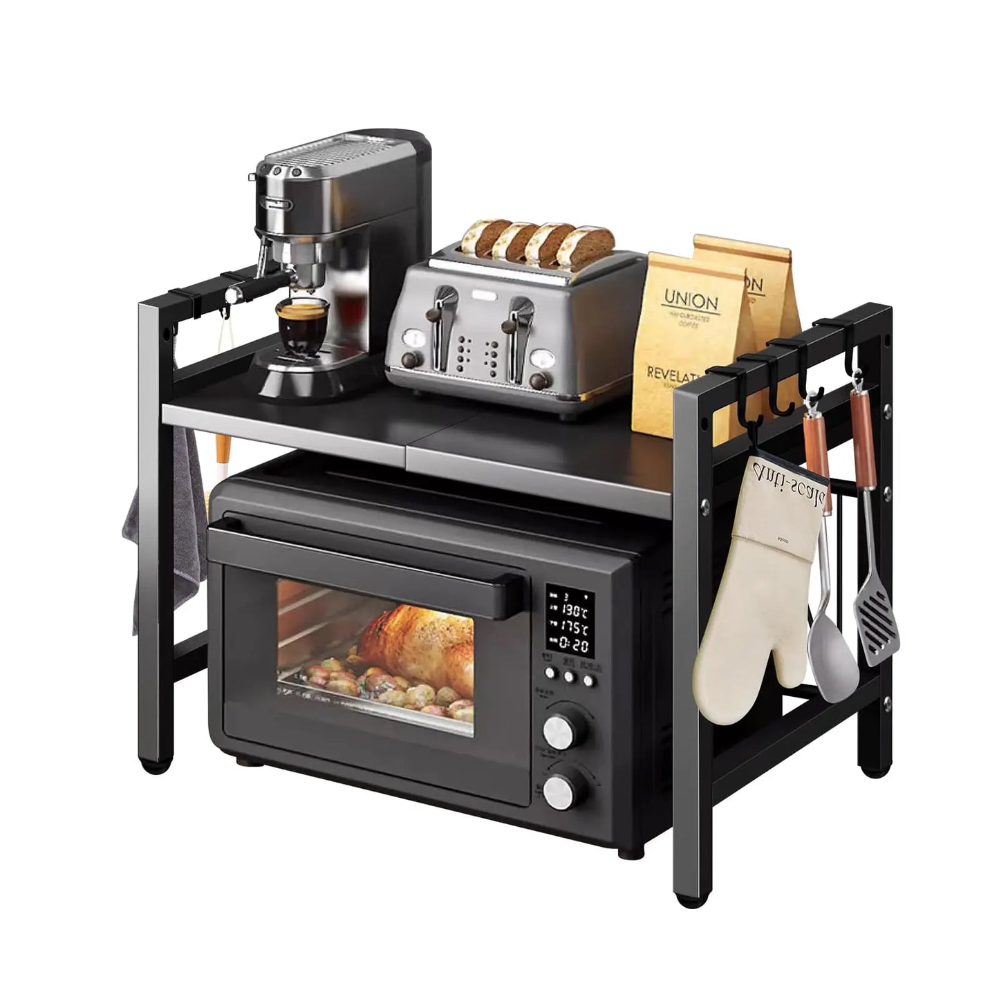Expandable Microwave Shelf Organizer - Adjustable & Rust-Proof