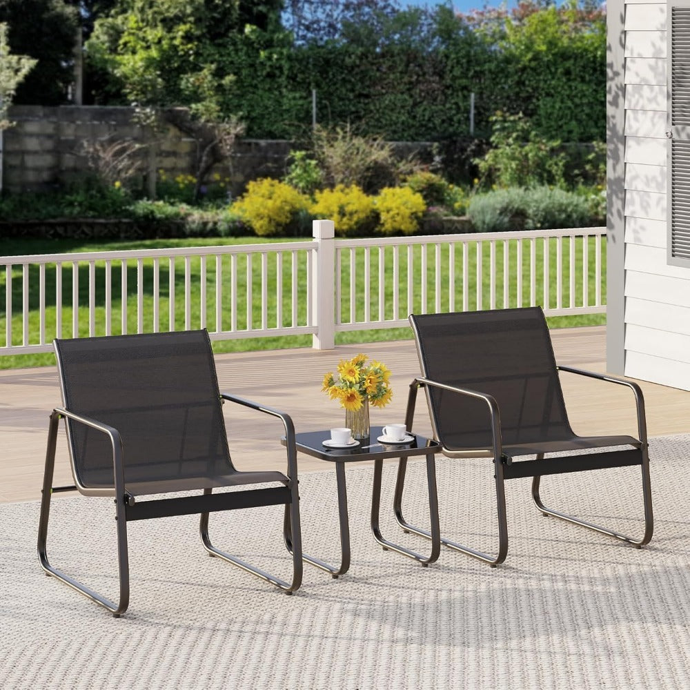 Patio Chairs Set of 2 - Rust-Resistant Outdoor Furniture