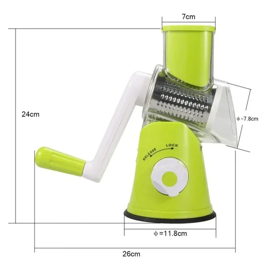 Vegetable Cutter & Slicer - 3 Drum Manual Kitchen Chopper