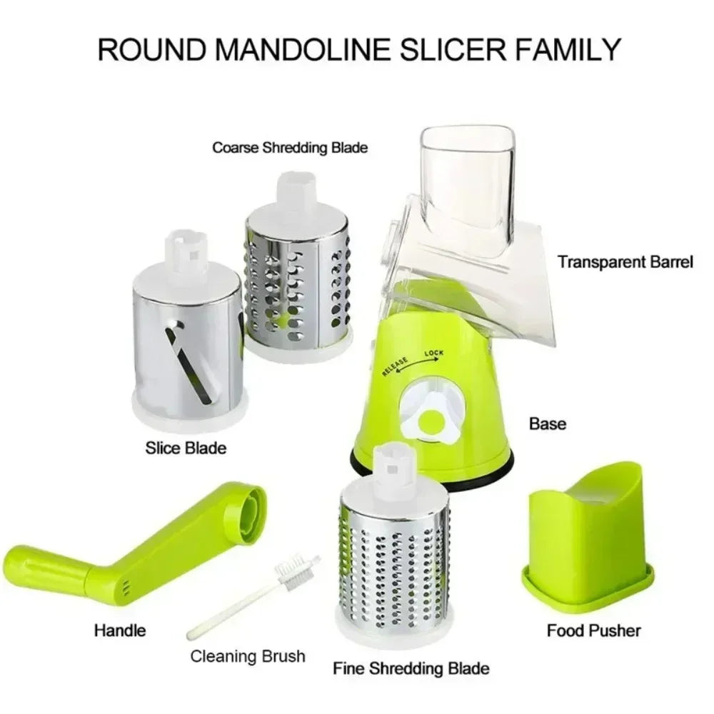 Vegetable Cutter & Slicer - 3 Drum Manual Kitchen Chopper
