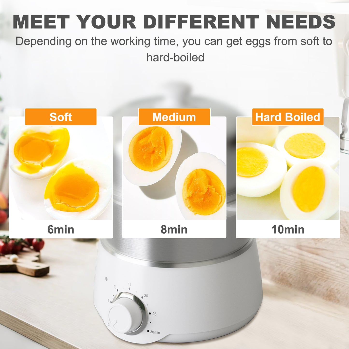 Egg Cooker - 14-Egg Capacity Electric with 30-Min Timer