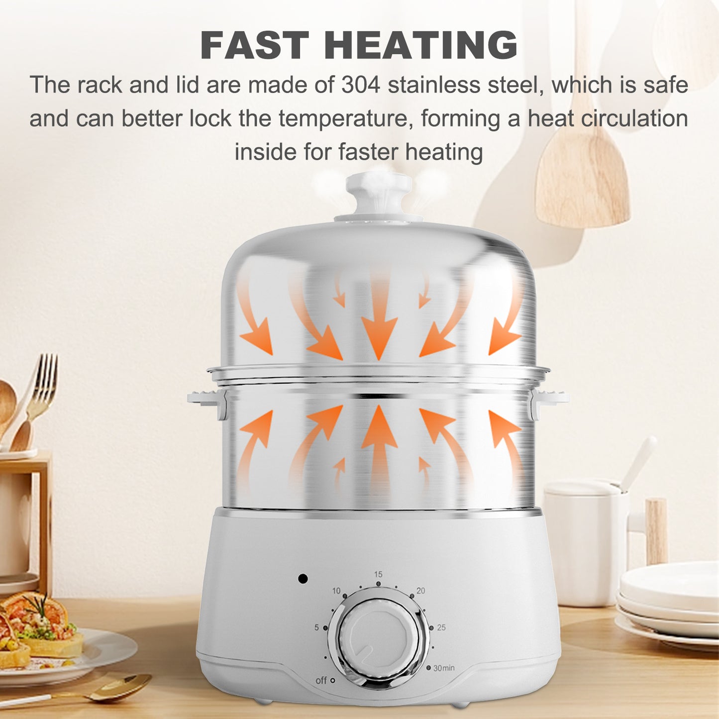 Egg Cooker - 14-Egg Capacity Electric with 30-Min Timer
