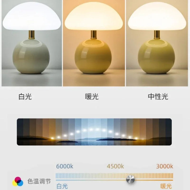 Ceramic Mushroom Table Lamp - Eye-Friendly LED Night Light