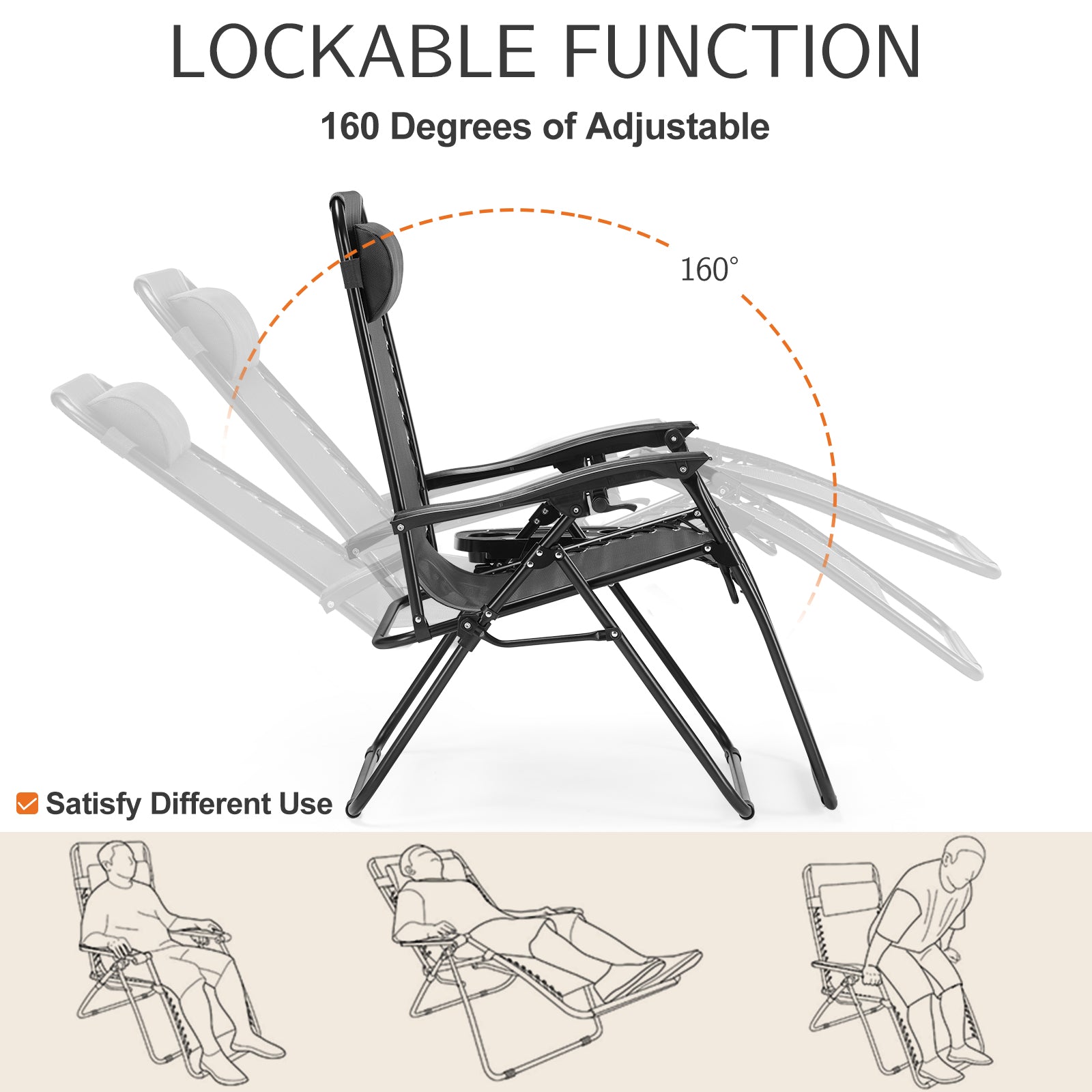 Portable Zero Gravity Lounge Chairs - Outdoor Recliner Set