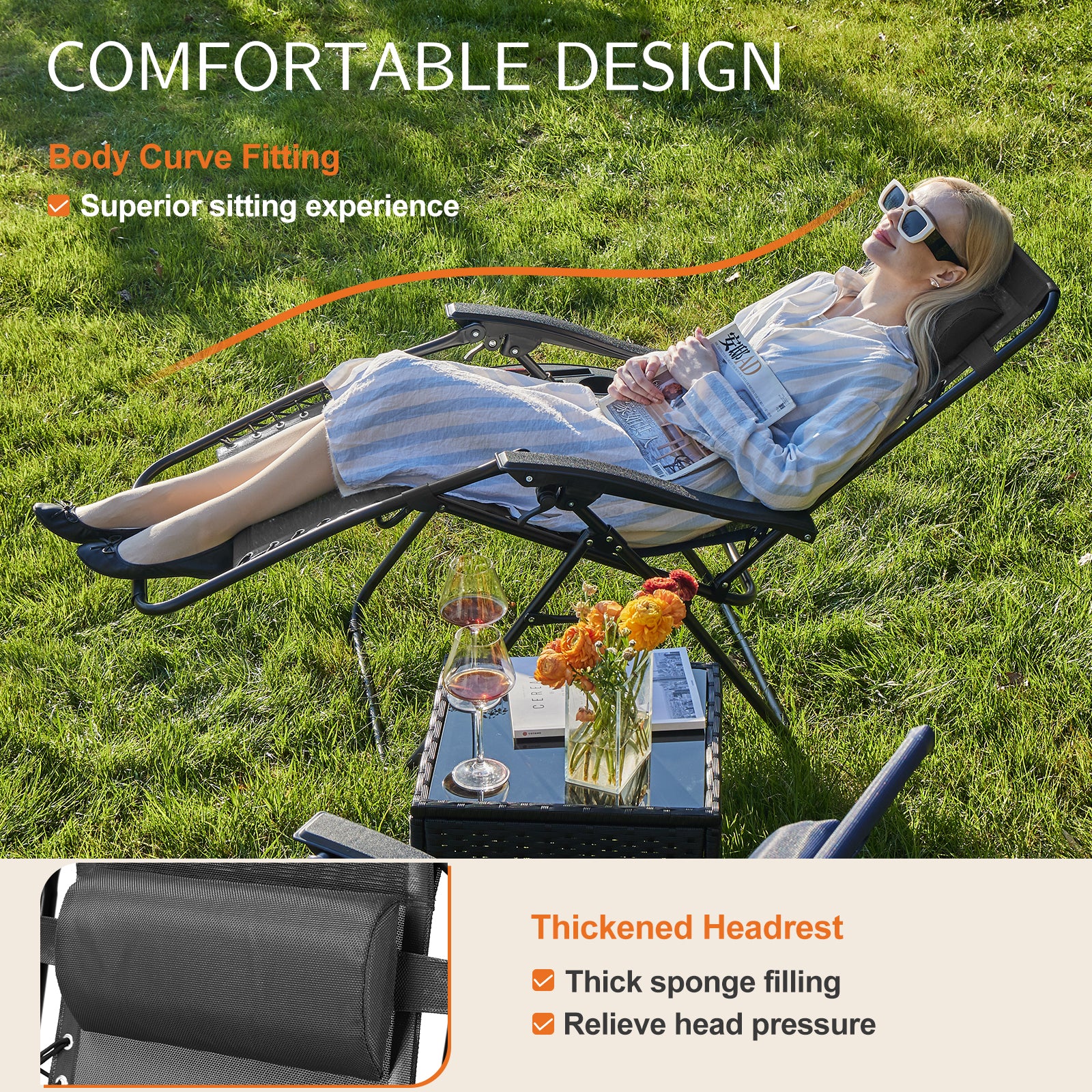 Portable Zero Gravity Lounge Chairs - Outdoor Recliner Set
