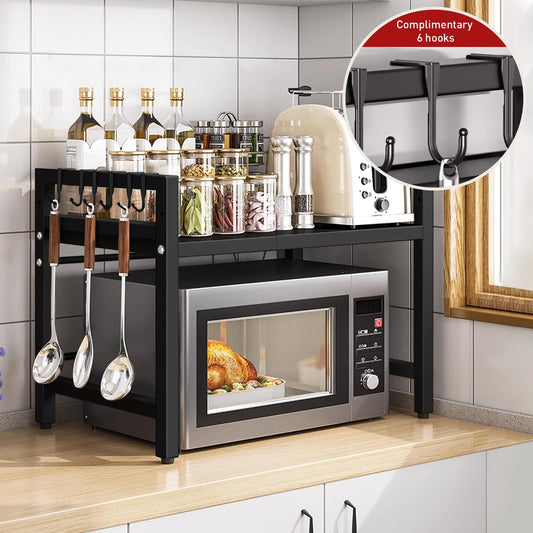 Expandable Microwave Shelf Organizer - Adjustable & Rust-Proof