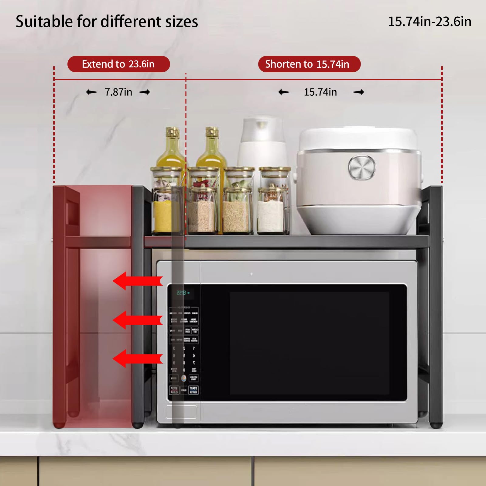 Expandable Microwave Shelf Organizer - Adjustable & Rust-Proof