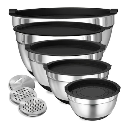 8pcs Stainless Mixing Bowls with Lids - Perfect for Baking