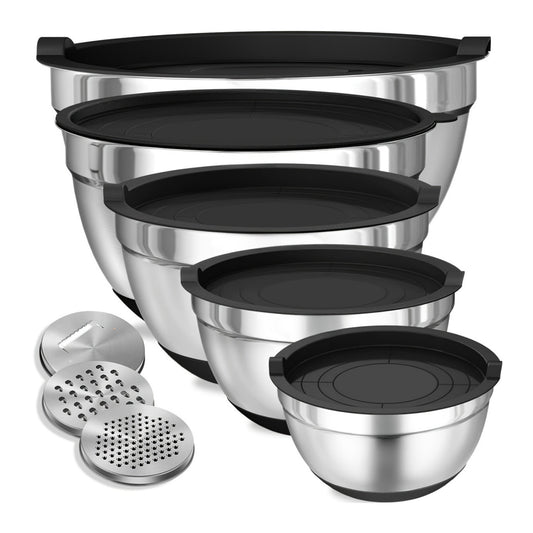 8pcs Stainless Mixing Bowls with Lids - Perfect for Baking