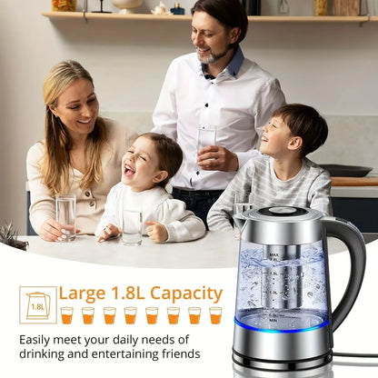 Electric Kettle 1.8L: 12 Temps, 24H Heat, Stainless Steel