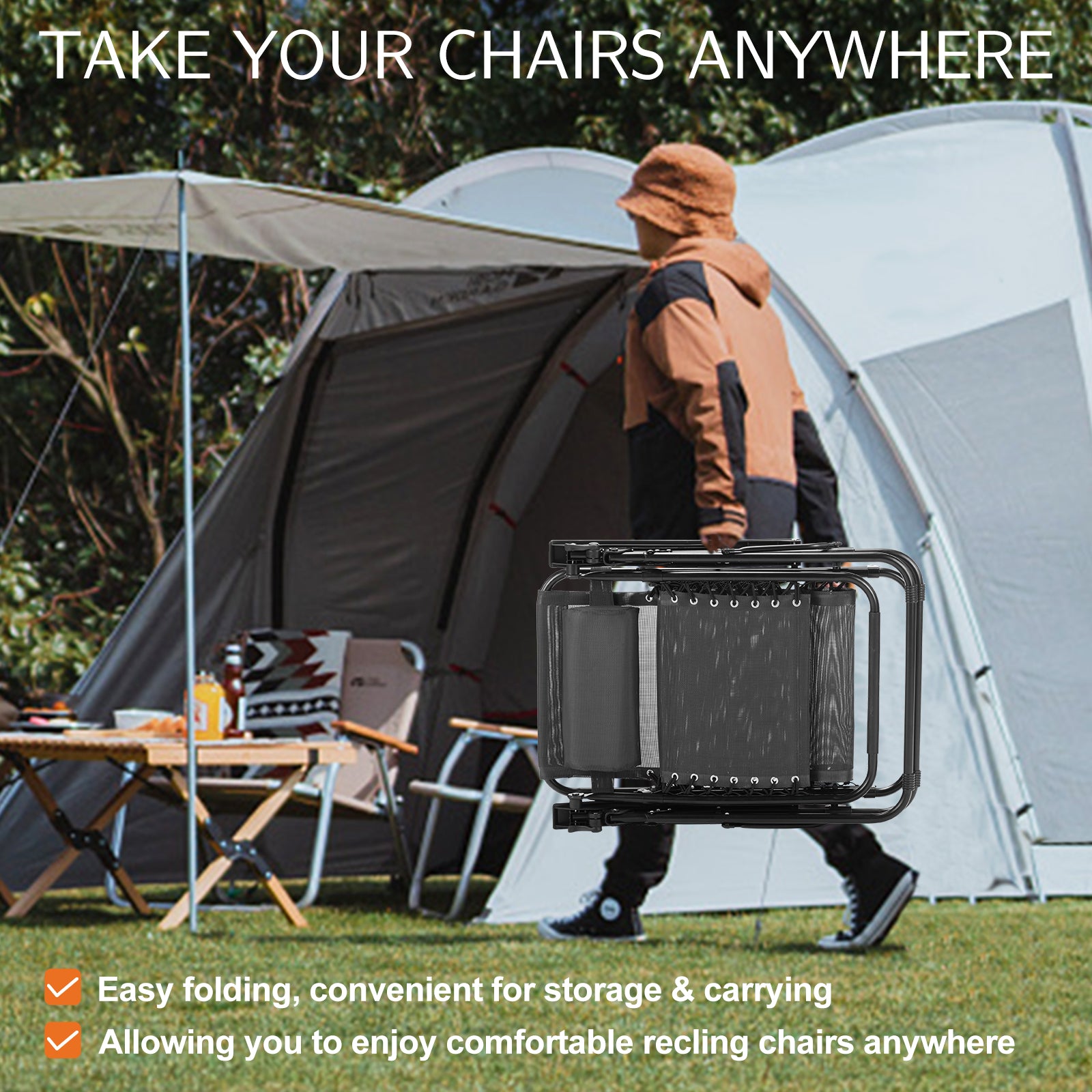 Portable Zero Gravity Lounge Chairs - Outdoor Recliner Set