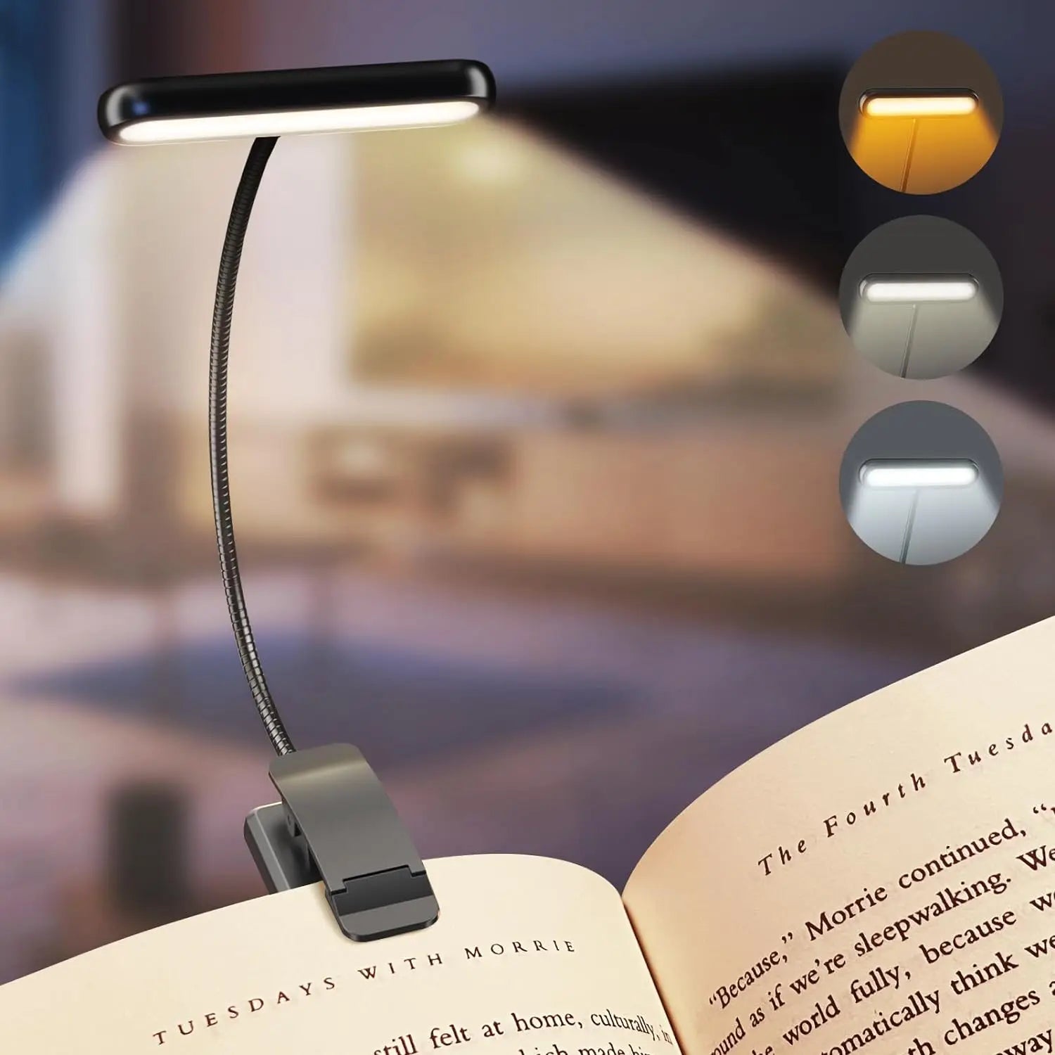 Portable 14LED Book Light - USB Rechargeable, Easy Clip