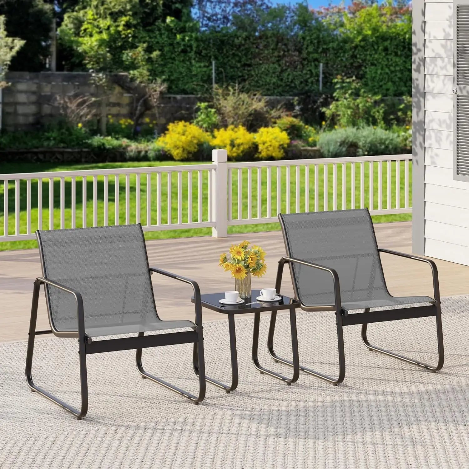 Patio Chairs Set of 2 - Rust-Resistant Outdoor Furniture