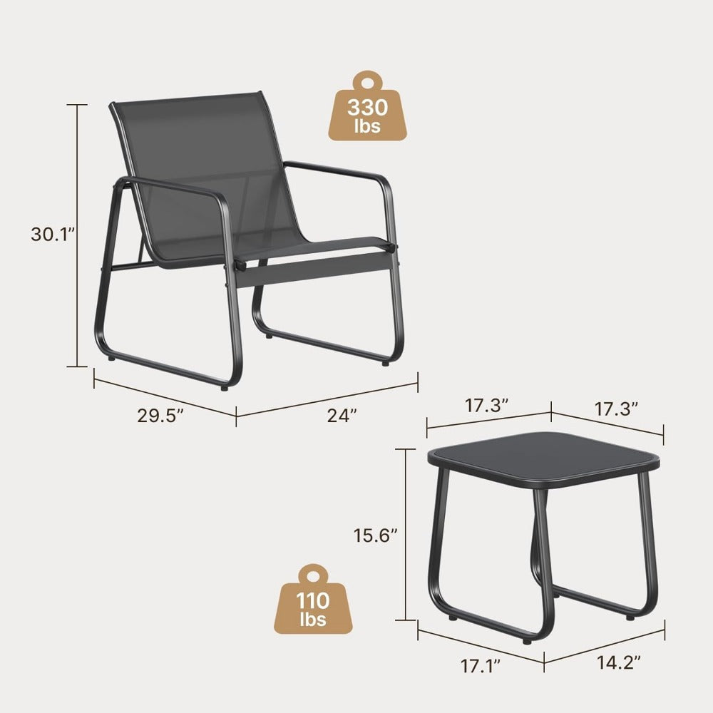 Patio Chairs Set of 2 - Rust-Resistant Outdoor Furniture