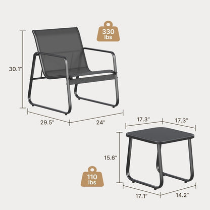 Patio Chairs Set of 2 - Rust-Resistant Outdoor Furniture
