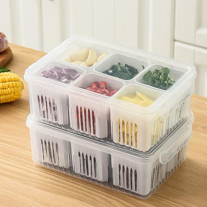 Refrigerator Fresh-Keeping Box - Multi-Grid Storage Organizer
